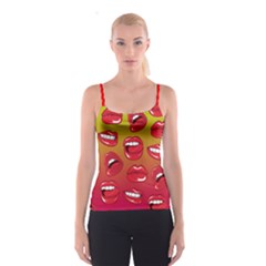 Hot Lips All Over Print Spaghetti Strap Top by UniqueandCustomGifts