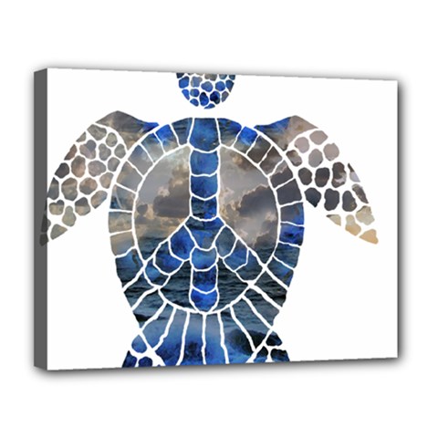 Peace Turtle Canvas 14  X 11  (framed) by oddzodd