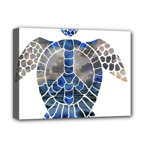 Peace Turtle Deluxe Canvas 16  X 12  (framed)  by oddzodd