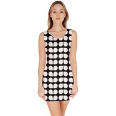 Black And White Leaf Pattern Bodycon Dress by GardenOfOphir