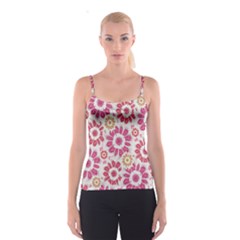 Floral Print Collage Pink Pink Spaghetti Strap Top by dflcprintsclothing