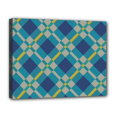 Squares And Stripes Pattern Canvas 14  X 11  (stretched) by LalyLauraFLM
