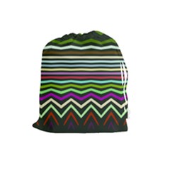 Chevrons And Distorted Stripes Drawstring Pouch