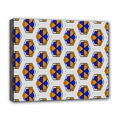 Orange Blue Honeycomb Pattern Deluxe Canvas 20  X 16  (stretched) by LalyLauraFLM