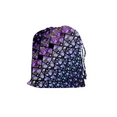 Dusk Blue And Purple Fractal Drawstring Pouch (medium)