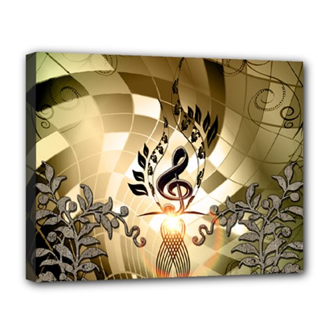 Clef With  And Floral Elements Canvas 14  X 11  by FantasyWorld7