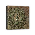 Elegant Clef With Floral Elements On A Background With Damasks Mini Canvas 4  x 4  View1