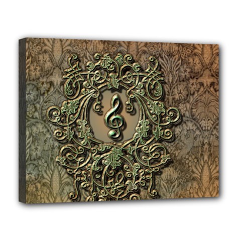 Elegant Clef With Floral Elements On A Background With Damasks Canvas 14  X 11  by FantasyWorld7
