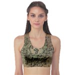 Elegant Clef With Floral Elements On A Background With Damasks Sports Bra