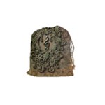 Elegant Clef With Floral Elements On A Background With Damasks Drawstring Pouches (Small) 