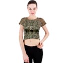 Elegant Clef With Floral Elements On A Background With Damasks Crew Neck Crop Top View1