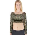 Elegant Clef With Floral Elements On A Background With Damasks Long Sleeve Crop Top View1