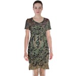Elegant Clef With Floral Elements On A Background With Damasks Short Sleeve Nightdresses