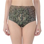 Elegant Clef With Floral Elements On A Background With Damasks High-Waist Bikini Bottoms