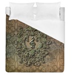 Elegant Clef With Floral Elements On A Background With Damasks Duvet Cover Single Side (Full/Queen Size)
