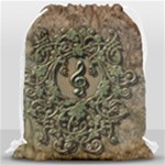 Elegant Clef With Floral Elements On A Background With Damasks Drawstring Bag (Large)