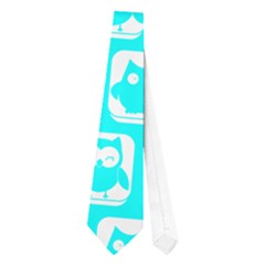 Aqua Turquoise And White Owl Pattern Neckties (one Side)  by GardenOfOphir