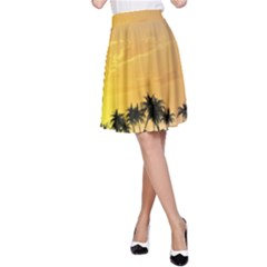 Beautiful Island In The Sunset A-line Skirts by FantasyWorld7