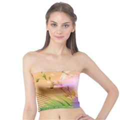 Wonderful Colorful Flowers With Dragonflies Women s Tube Tops by FantasyWorld7