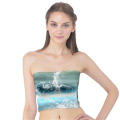 Funny Dolphin Jumping By A Heart Made Of Water Women s Tube Tops by FantasyWorld7