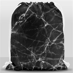 Black Marble Stone Pattern Drawstring Bag (large) by Dushan