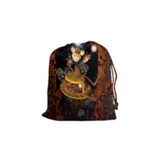 Steampunk, Funny Monkey With Clocks And Gears Drawstring Pouches (small)  by FantasyWorld7