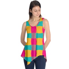Distorted Shapes In Retro Colors Pattern Sleeveless Tunic by LalyLauraFLM