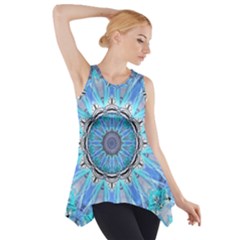Sapphire Ice Flame, Light Bright Crystal Wheel Side Drop Tank Tunic by DianeClancy