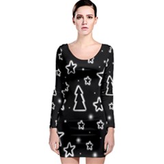 Black And White Xmas Long Sleeve Bodycon Dress by Valentinaart