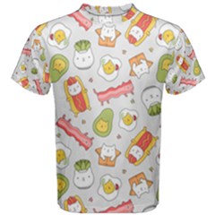 Funny Cat Food Succulent Pattern  Men s Cotton Tee by kostolom3000shop
