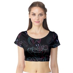Easter Bunny Hare Rabbit Animal Short Sleeve Crop Top (tight Fit) by Amaryn4rt