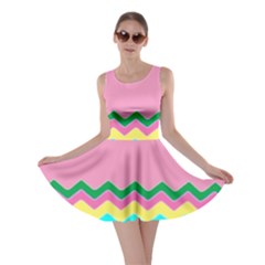 Easter Chevron Pattern Stripes Skater Dress by Amaryn4rt