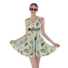 Green Icecream Pattern Skater Dress by CoolDesigns