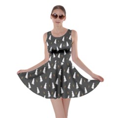 Dark Floral Pattern With Rabbit And Carrot Bunny Skater Dress by CoolDesigns
