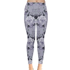 Light Gray Roses Floral Leggings by CoolDesigns
