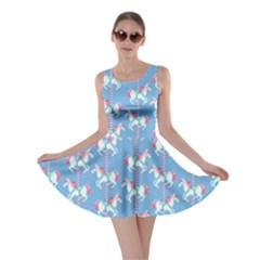 Light Blue Carousel Horses Pattern Skater Dress  by CoolDesigns