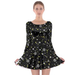 Dark Starry Night Long Sleeve Skater Dress by CoolDesigns