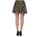 Black Set Of Funny Cartoon Animals Character On Black Zoo Skater Skirt View2