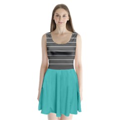 Gray Stripes Split Back Mini Dress  by CoolDesigns