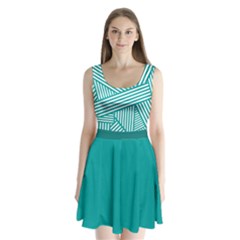 Turquoise Stripes Split Back Mini Dress  by CoolDesigns