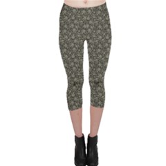 Dark Cannabis Leafs With Skulls Pattern Capri Leggings by CoolDesigns