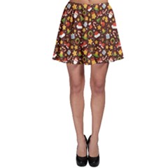 Colorful With Christmas Elements In A Flat Style Skater Skirt by CoolDesigns