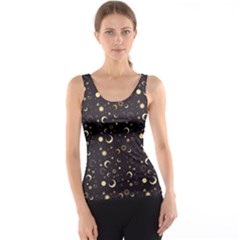 Black A Fun Night Sky The Moon And Stars Tank Top by CoolDesigns