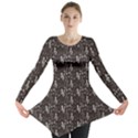 Black Pattern with Music Notes Treble Clef Long Sleeve Tunic Top View1