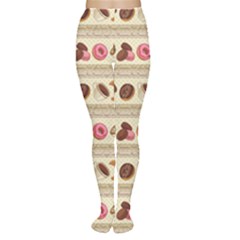 Brown Yummy Colorful Chocolate Cookies Donuts Macaroons Croissants Women s Tights by CoolDesigns