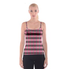 Colorful Argyle Pattern In Pink And Black Spathetti Strap Top by CoolDesigns