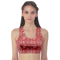 Red Paisley Pattern Design Women s Sport Bra by CoolDesigns