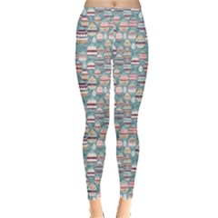 Blue Blue Pattern Stylized Easter Eggs Leggings by CoolDesigns