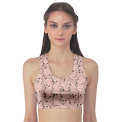 Gray Pattern Design With Funny Pigs Women s Sport Bra by CoolDesigns