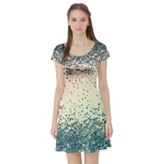 Turquoise Vintage Floral Short Sleeve Dress by CoolDesigns